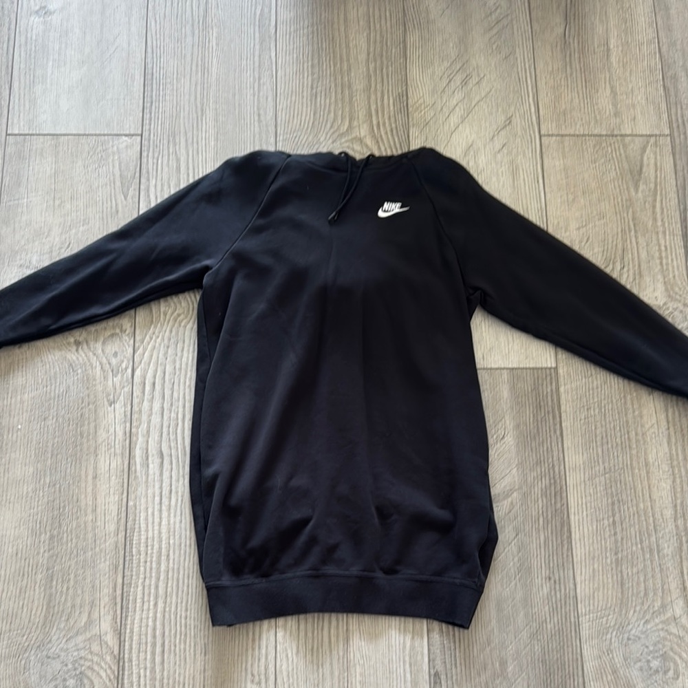 Nike Black Crewneck Sweater Dress with Ribbed Cuffs